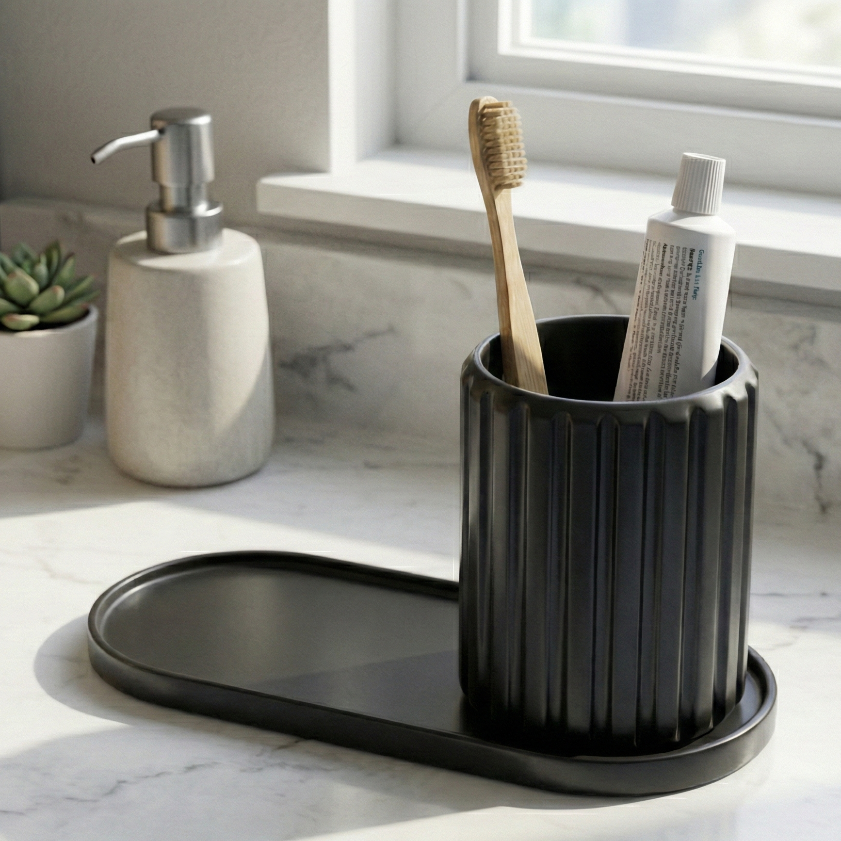 Toothbrush Holder & Tray Set